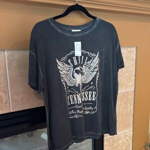 Maurices Charcoal Tee with Winged Guitar Graphic
